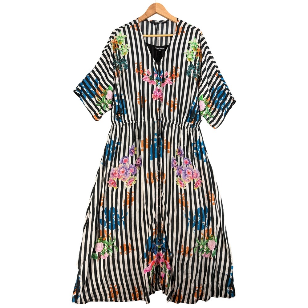 Tolani Collection Striped Floral Modal Maxi Dress Black LP Petite Boho Resort